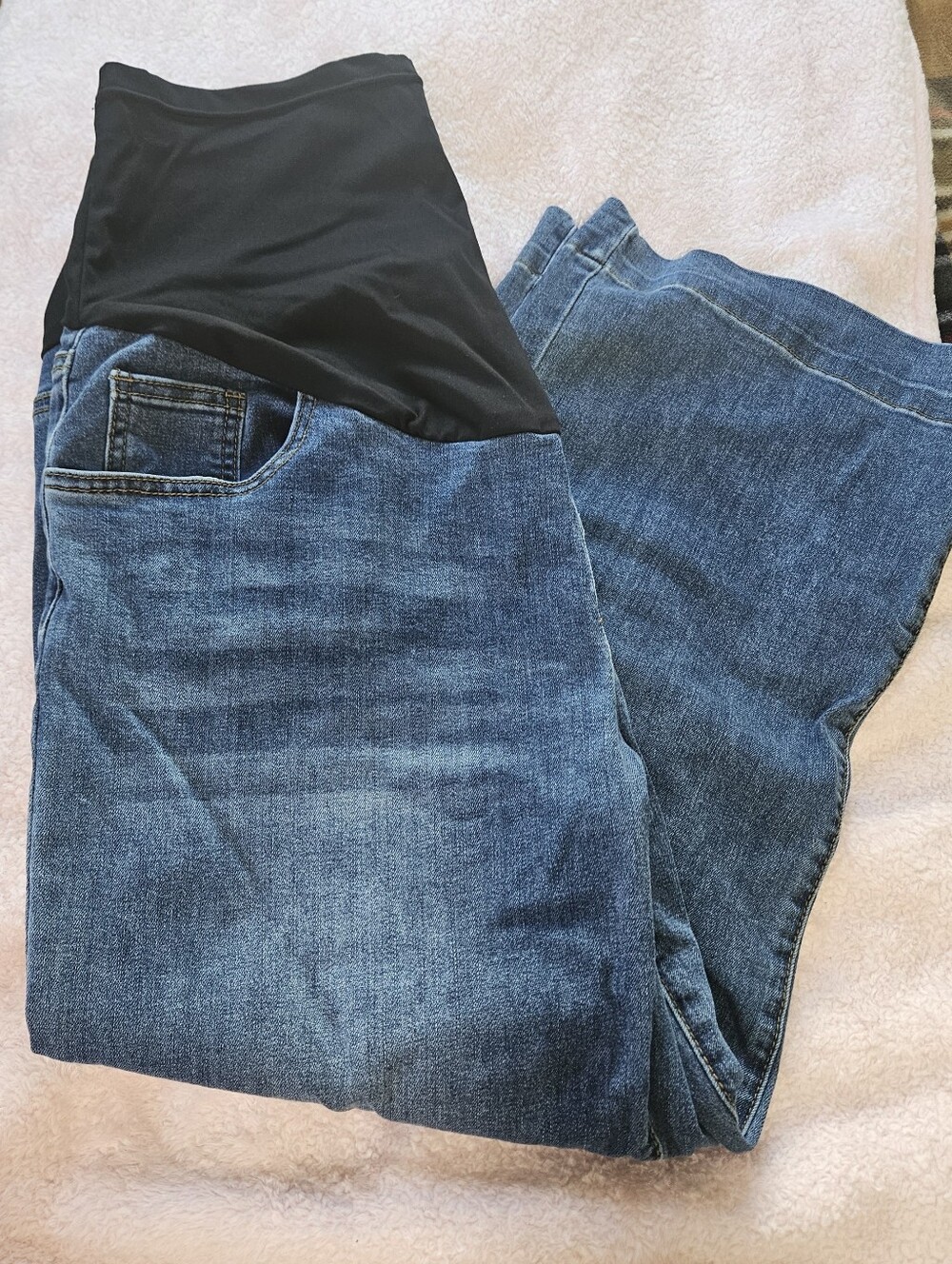 Maternity Blue Denim Jeans with Black Stretch Panel SIZE XL